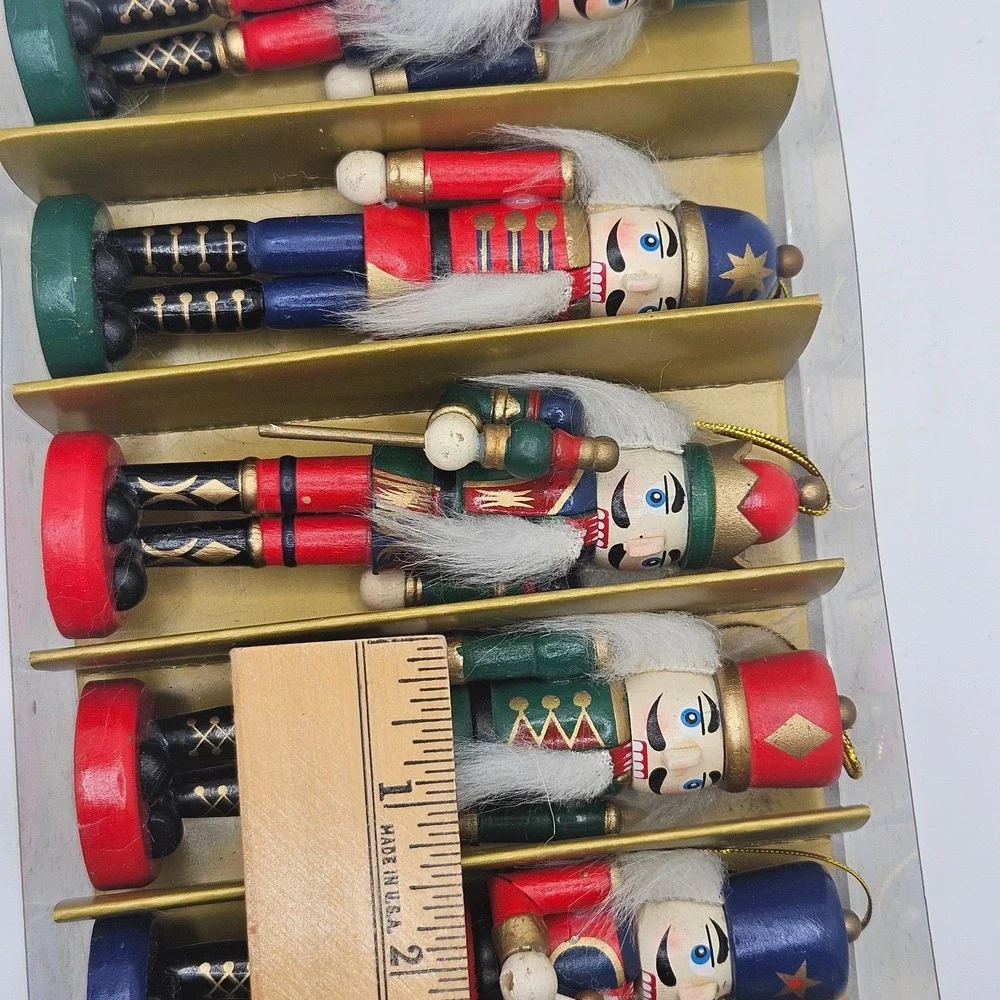 Set of 6 Wooden Nutcracker Christmas Ornaments 4.5